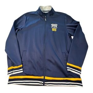 Club Room Mens XL Track Jacket Full Zip‎ Bulldog Logo Navy Blue Gold White